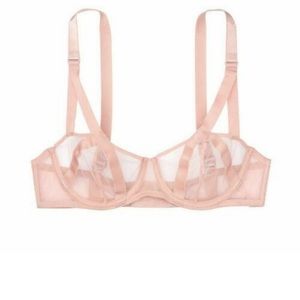 Victoria’s Secret Luxe Lingerie Unlined Mesh Balconette Caged Bra